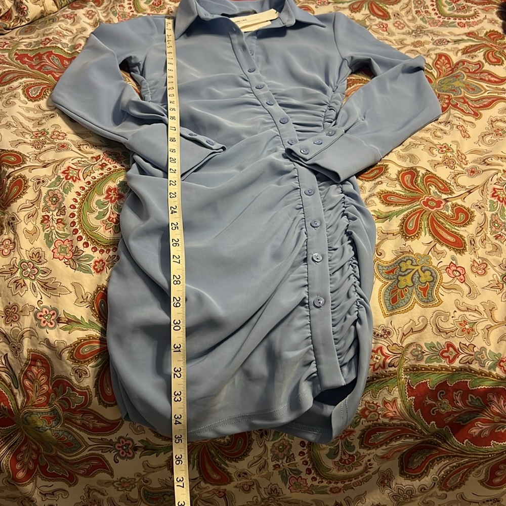 🆕 ZARA Form Fitting Draped Shirt Dress - Picture 11 of 11